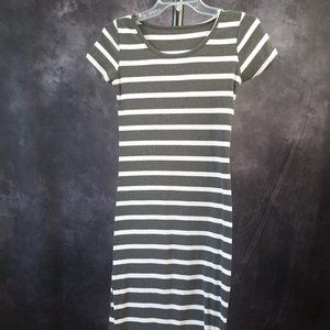 Gray and White Stripe Shirt Dress
